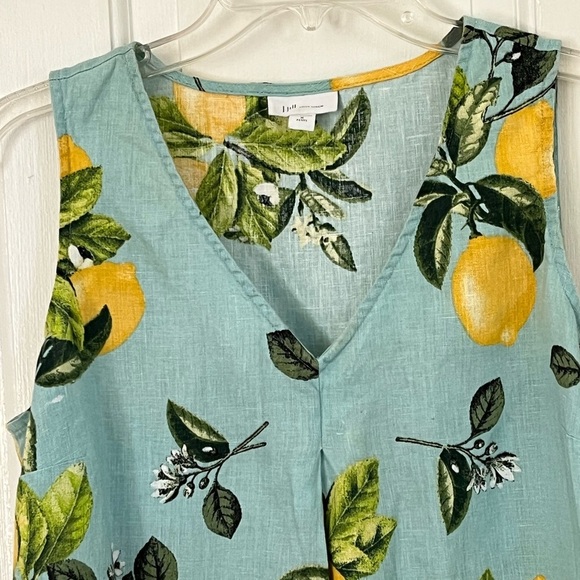 J. Jill Love Linen Lemon Print A Line Shift Dress Cottagecore Beachy Novelty MP - Picture 5 of 16